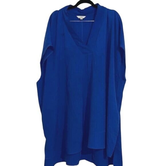 Terra & Sky Womens Plus Size 4X Blue Blouse With V-Neckline - Picture 1 of 7